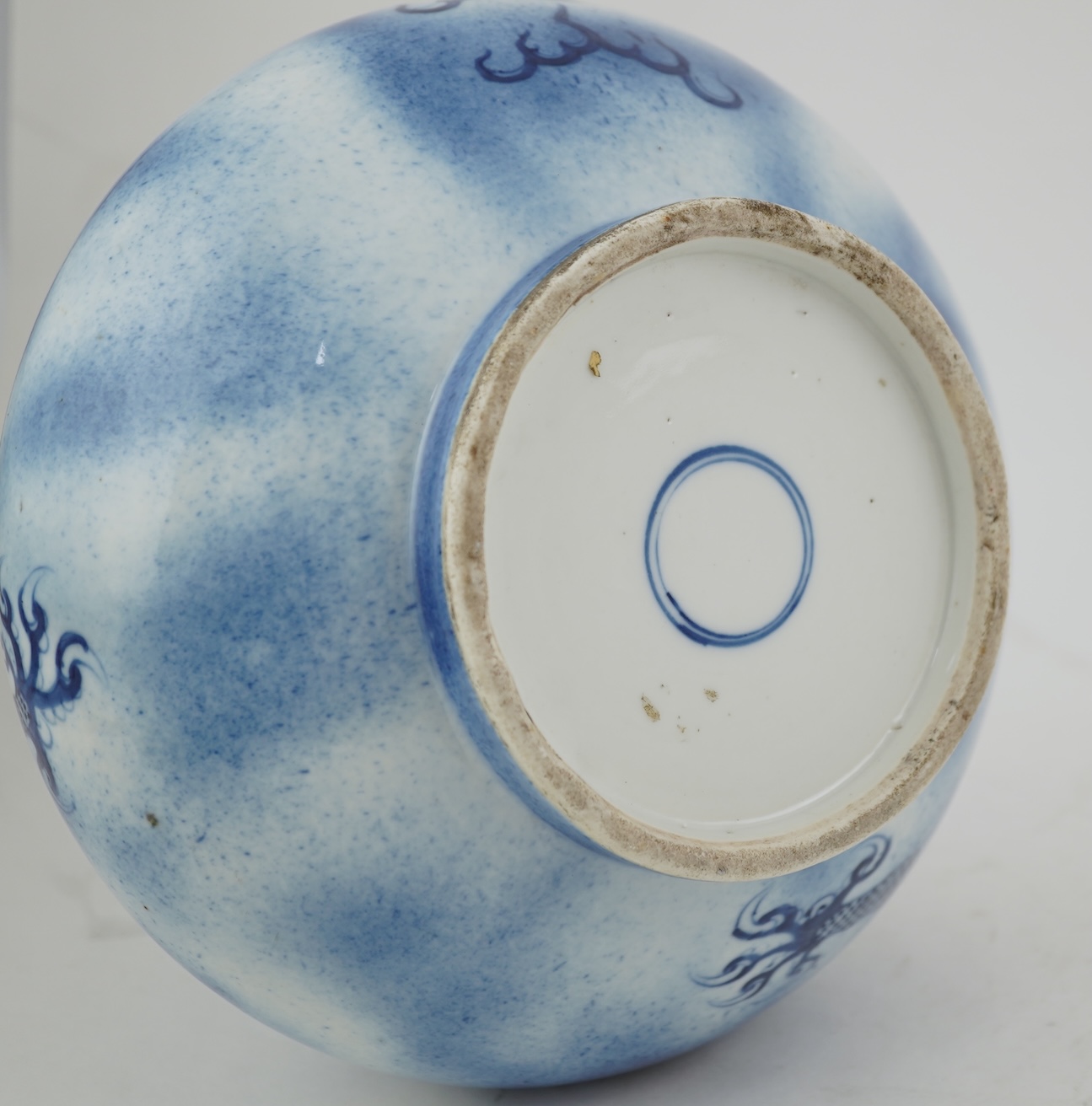 A Chinese blue and white ‘dragon’ bottle vase, 19th century